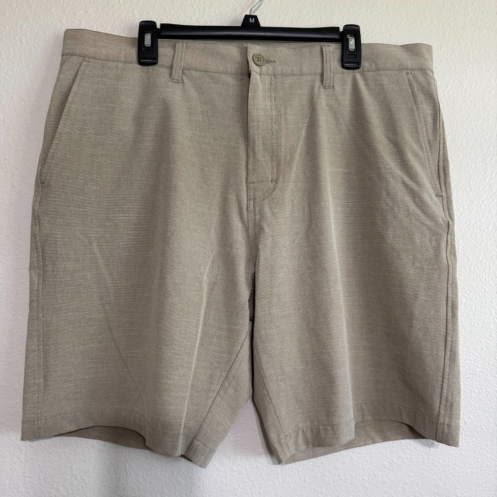 RVCA Chino Golf Shorts Men's 38 Tan High-Rise Zip Fly Stretch Performance‎
